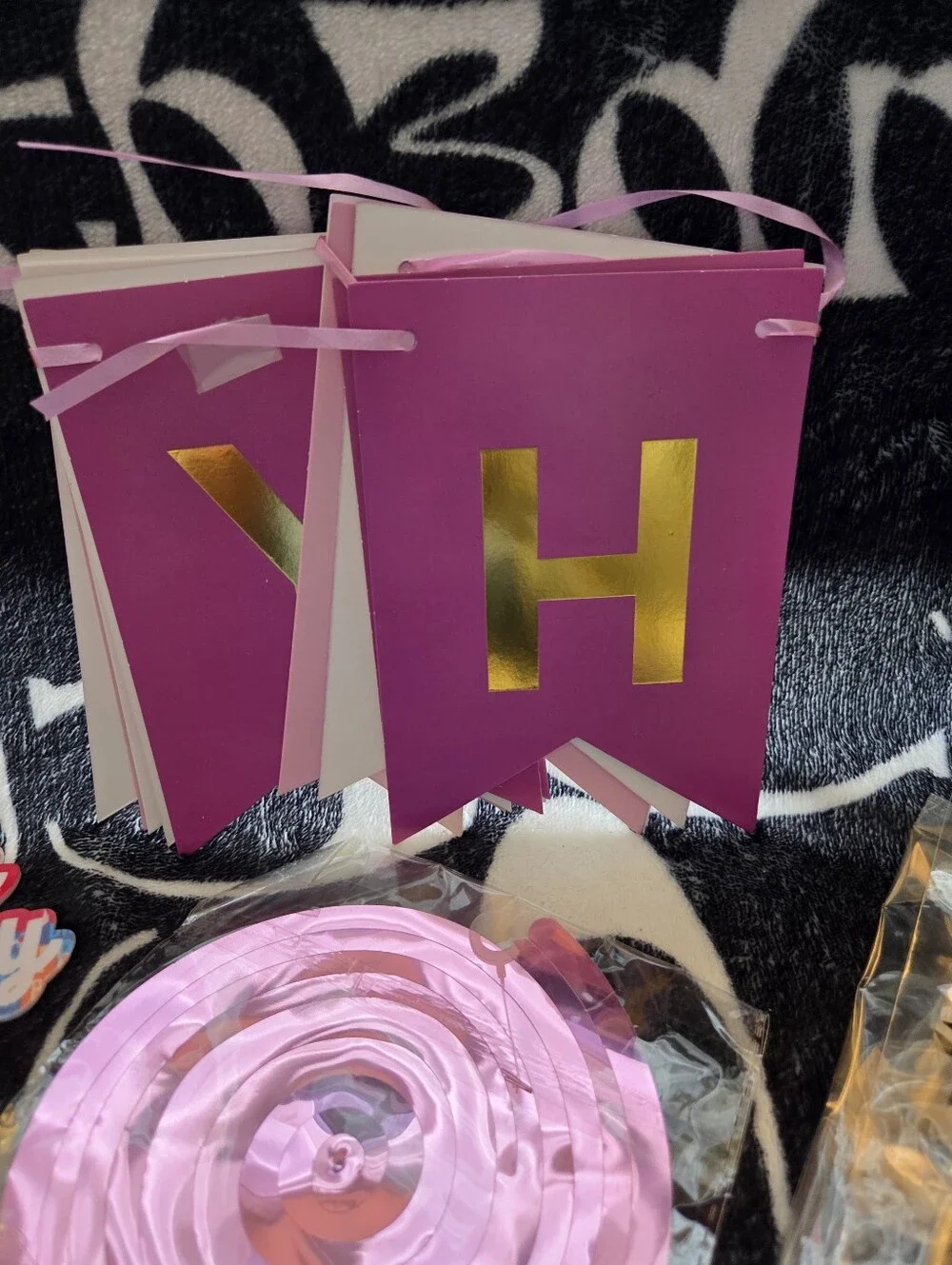 Pink 'It's My Birthday' Party Banner and Picks Set, EUC & NWOT